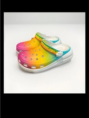 Crocs Clogs Care Bears Crush Rainbow Slingback Thick Soles Women Size 12 Men 10